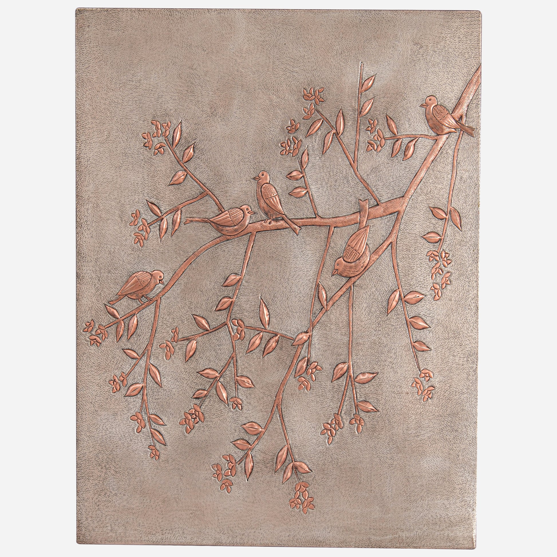 Copper Birds on Tree Branches Kitchen Backsplash 31.5"x23.6" Gray&Copper - Natuross