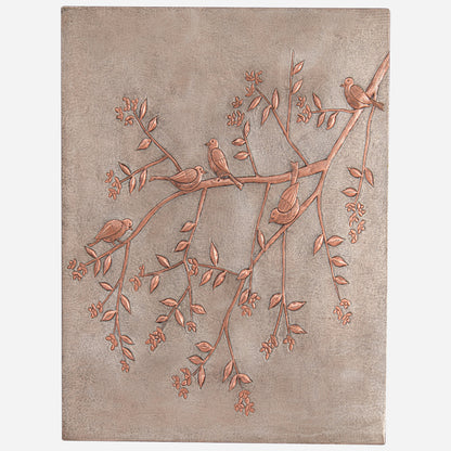 Copper Birds on Tree Branches Kitchen Backsplash 31.5"x23.6" Gray&Copper - Natuross