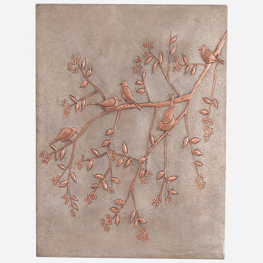 Copper Birds on Tree Branches Kitchen Backsplash 31.5"x23.6" Gray&Copper