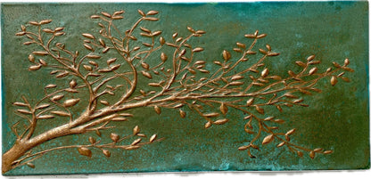 Green Verdigris Copper Tree Branches Backsplash