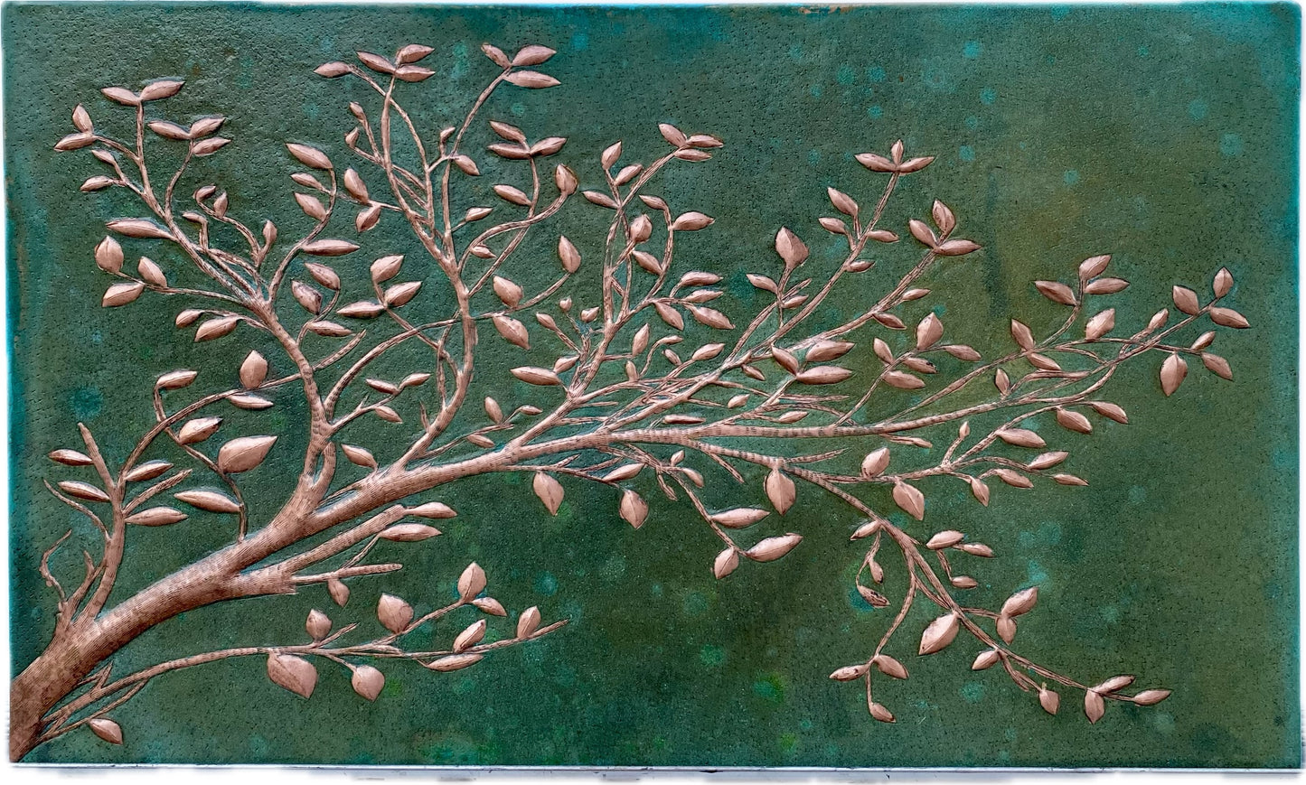 Green Verdigris Copper Tree Branches Backsplash