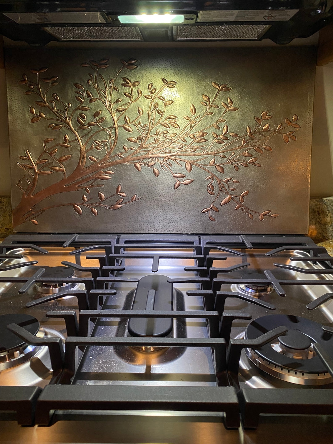 Tree Branches Copper Backsplash — Silver–Copper