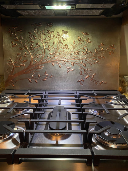 Tree Branches Copper Backsplash — Silver–Copper
