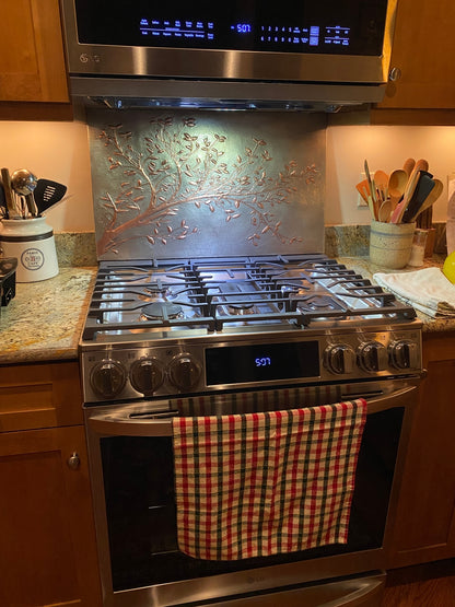 Tree Branches Copper Backsplash — Silver–Copper
