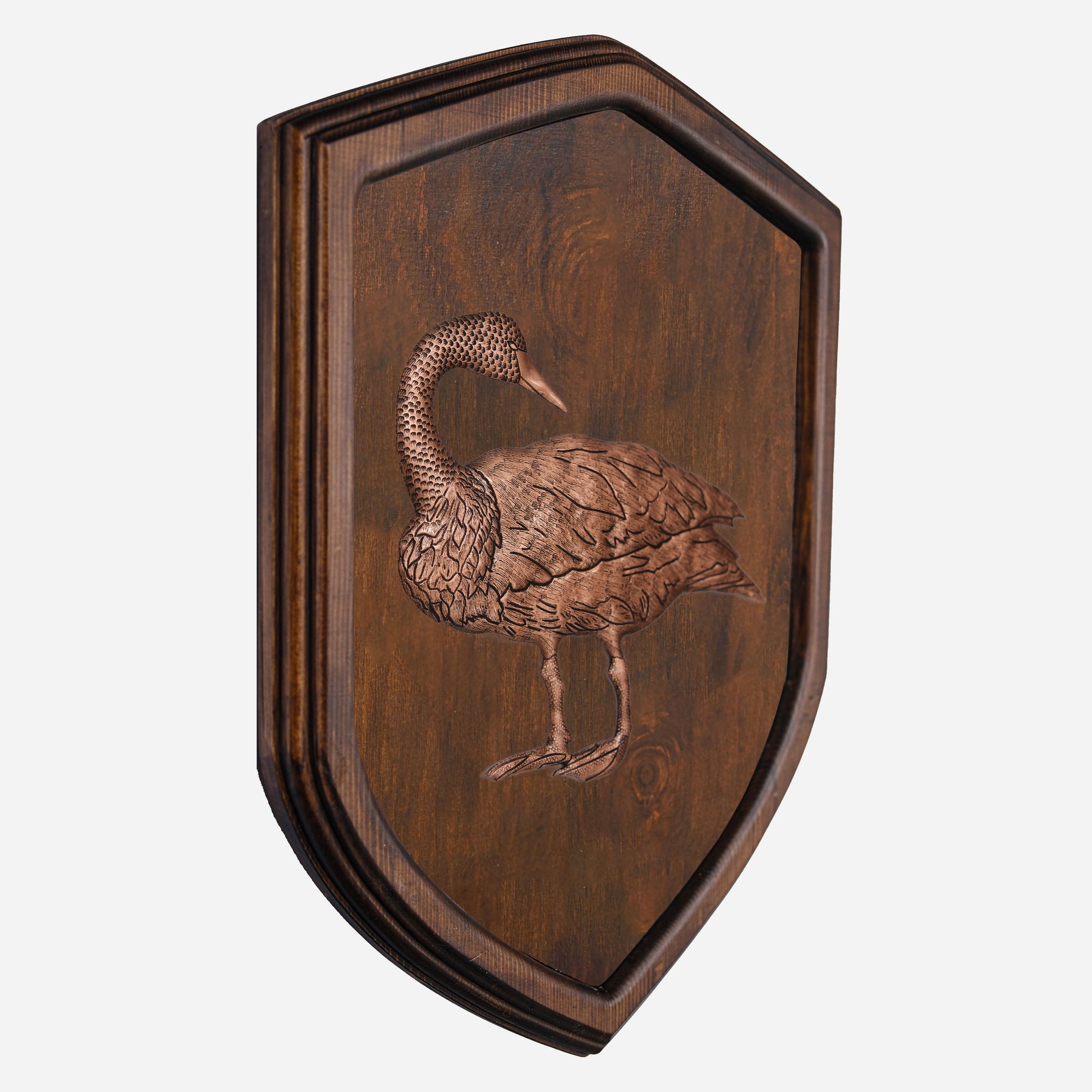 Copper Swan on Wood Plaque