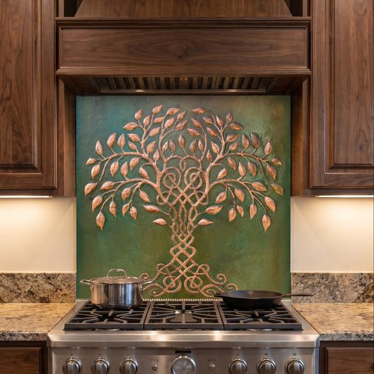 Celtic Tree of Life Copper Backsplash — Green Copper