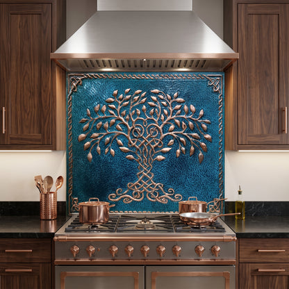 Tree of Life Copper Backsplash — Blue Copper