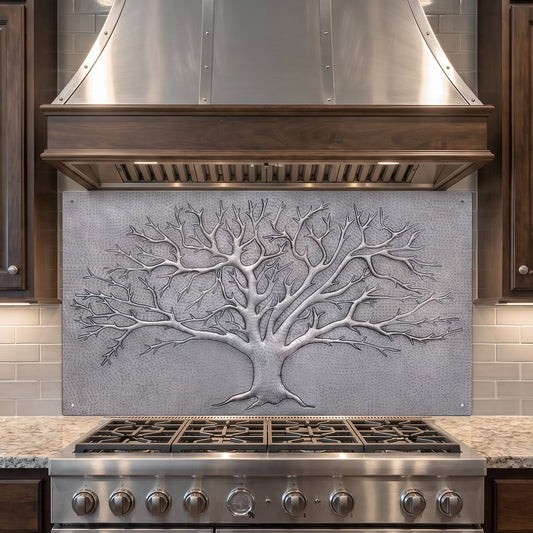 Winter Tree Copper Backsplash — Silver