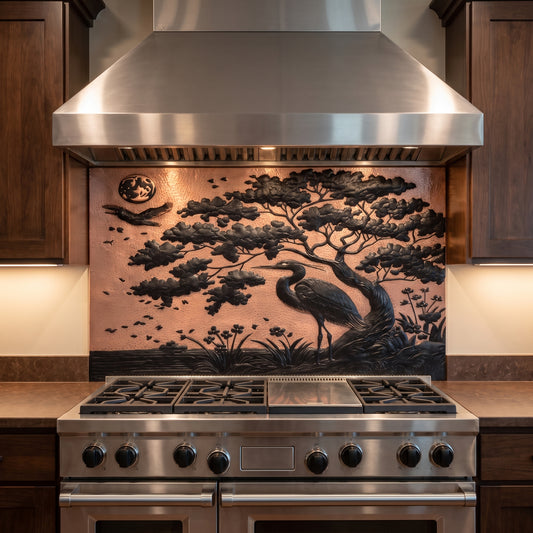 Heron in Nature Copper Backsplash
