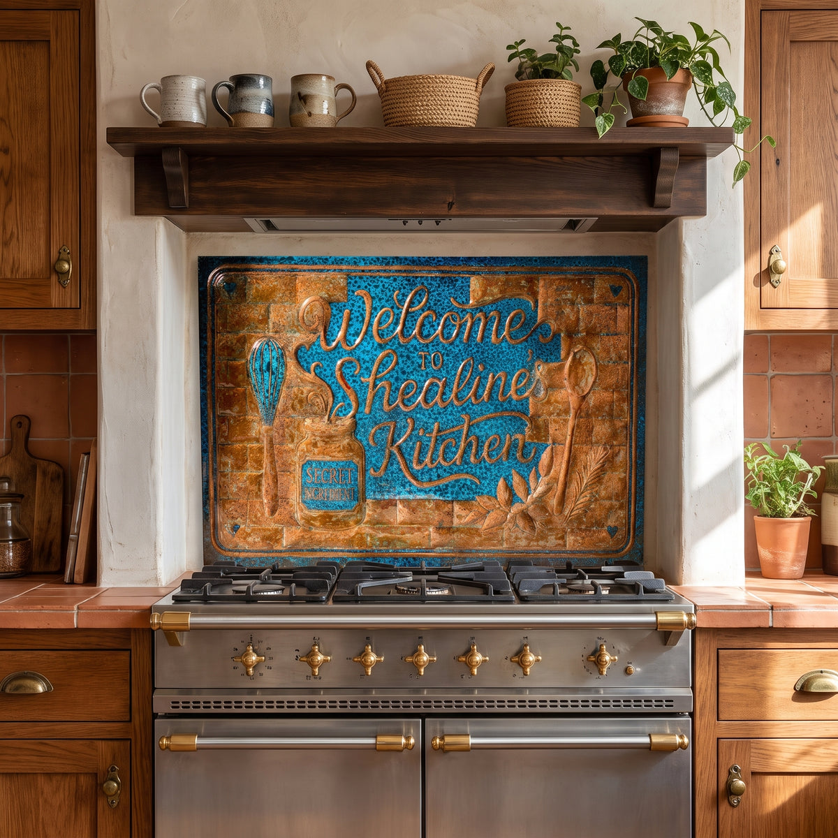 Personalized Kitchen Sign Copper Backsplash