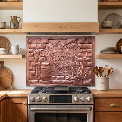 Personalized Kitchen Sign Copper Backsplash