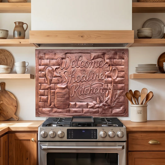 Personalized Kitchen Sign Copper Backsplash