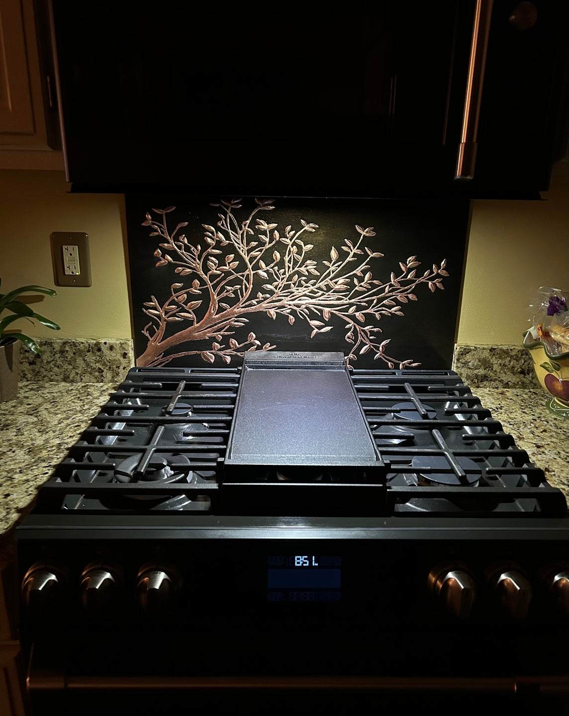 Black Tree Branches Copper Backsplash