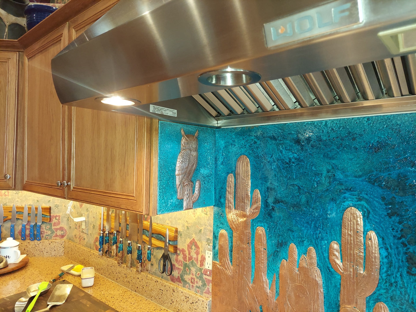 Desert Horizon Copper Backsplash — Blue Copper