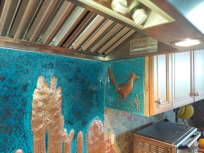 Desert Horizon Copper Backsplash — Blue Copper