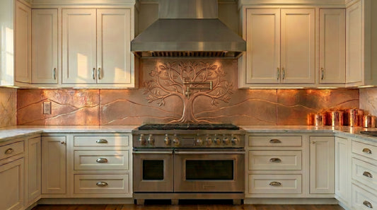 Copper Wall-to-Wall Kitchen Backsplash
