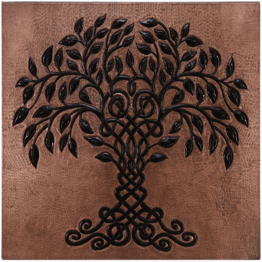 Tree of Life Kitchen Backsplash Tile - 24"x24" Copper&Black