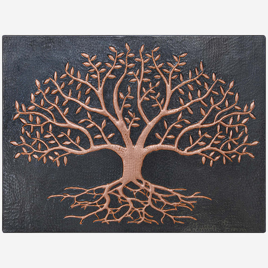 Tree with Roots Kitchen Backsplash Tile - 12"x16" Black