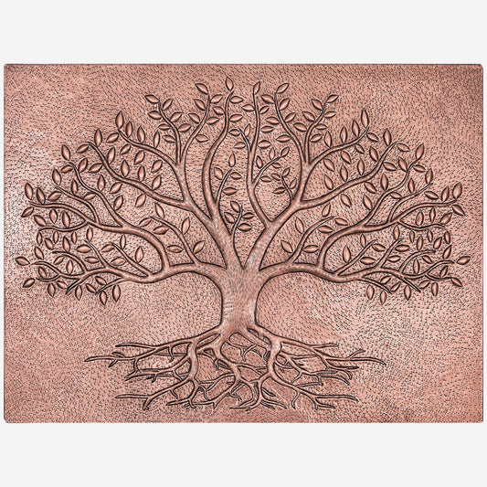 Tree with Roots Kitchen Backsplash Tile - 12"x16" Copper