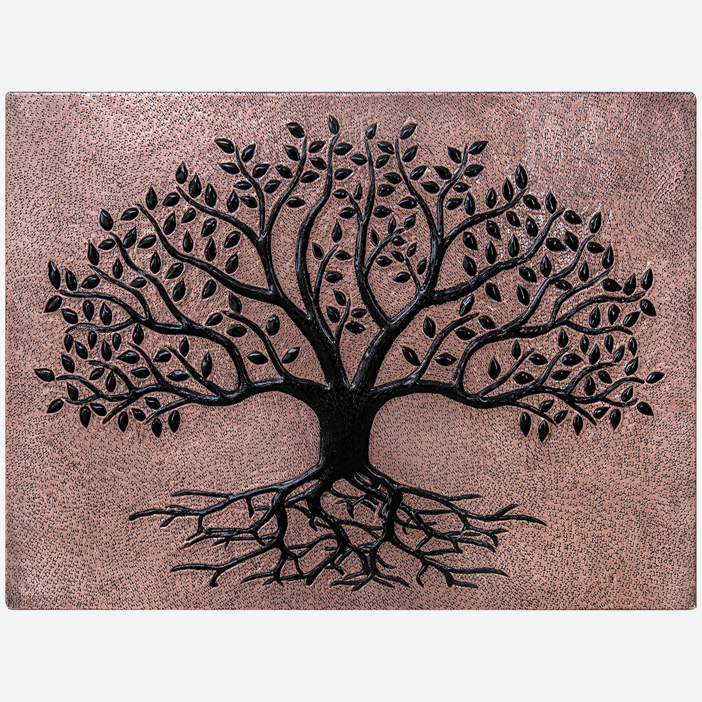 Tree with Roots Kitchen Backsplash Tile - 12"x16" Copper&Black