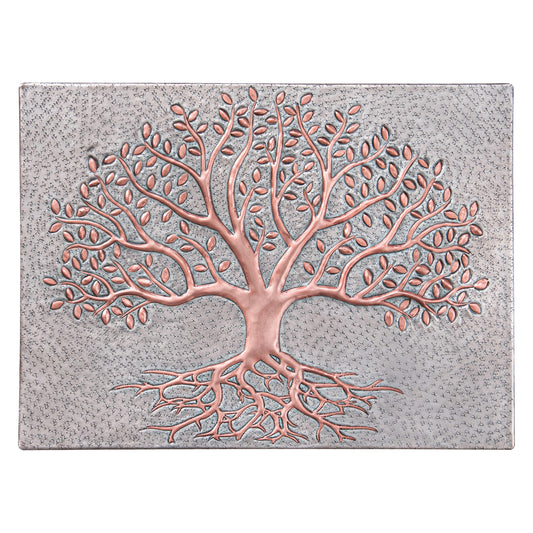 Tree with Roots Kitchen Backsplash Tile - 12"x16" Gray&Copper