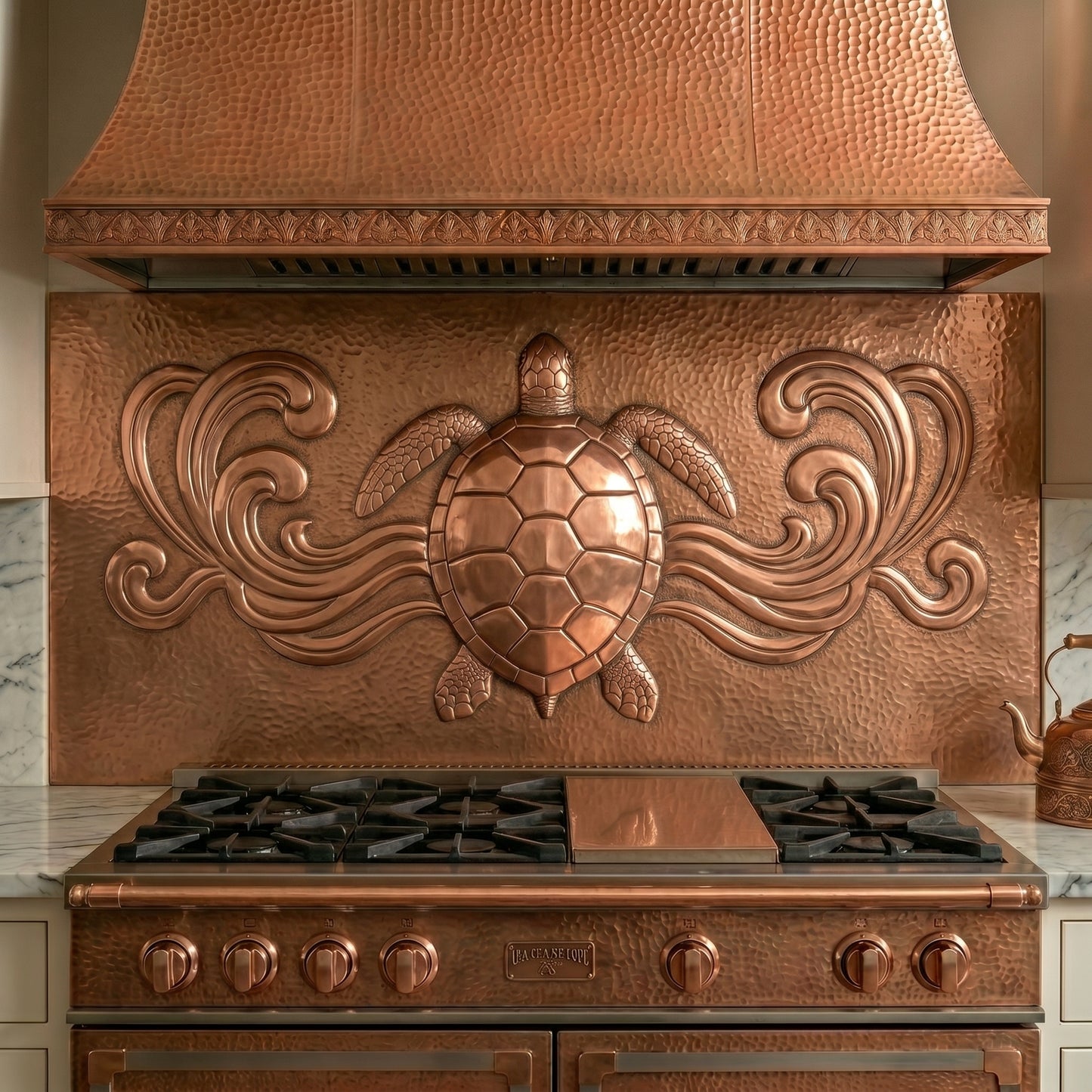 Sea Turtle Copper Kitchen Backsplash