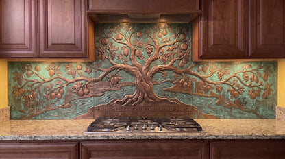 Twelve Fruits of the Tree of Life Copper Kitchen Backsplash — Revelation 22:2