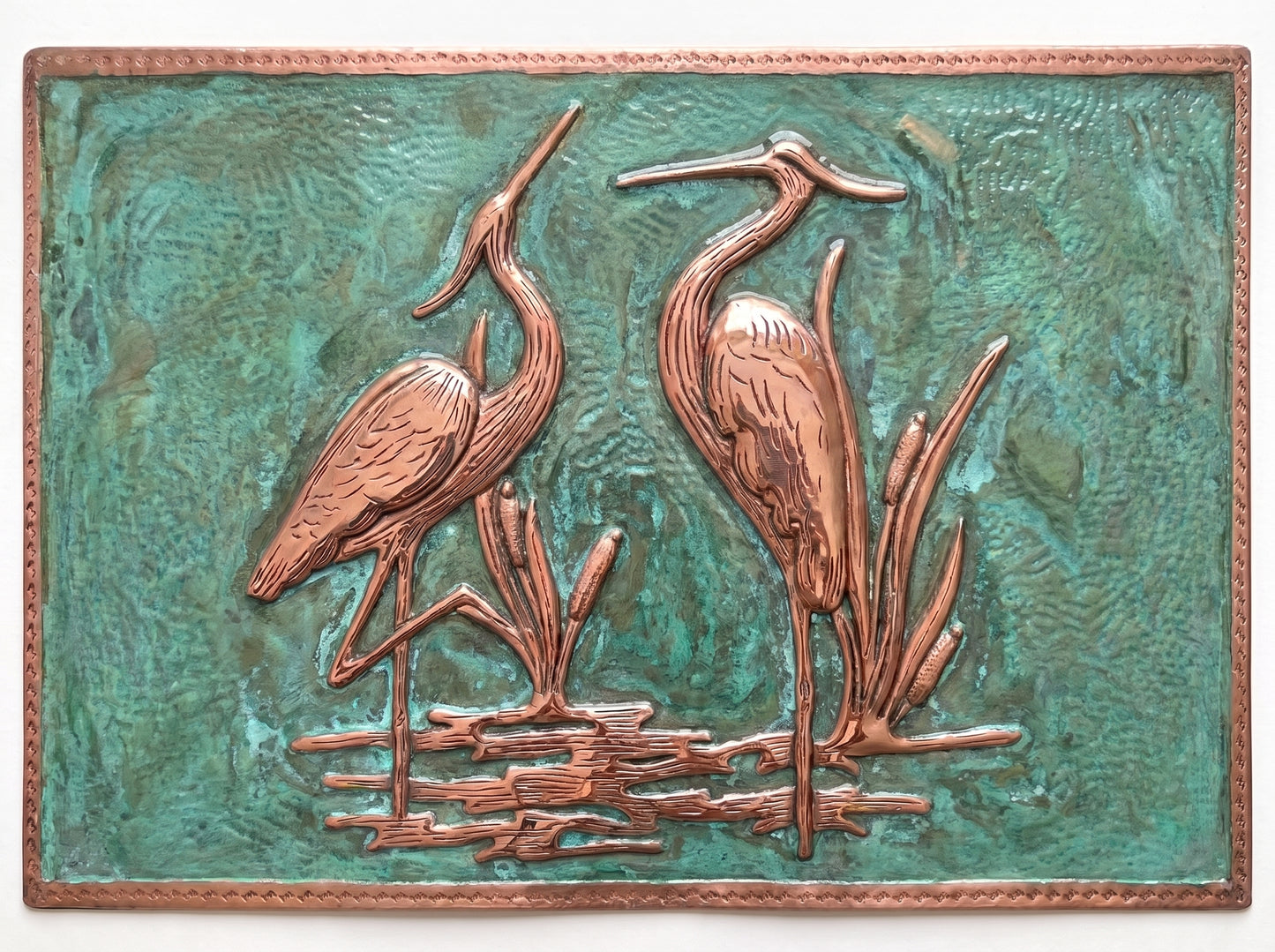 Twin Herons Copper Backsplash
