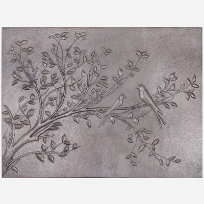 Two Birds on a Branch Metal Backsplash Tile - 36"x48" Gray - Natuross