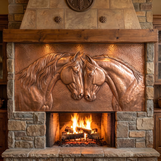 Two Horses Copper Wall Panel
