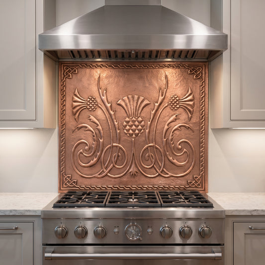 Copper Backsplash (Scottish Thistle,Celtic Knot Border)