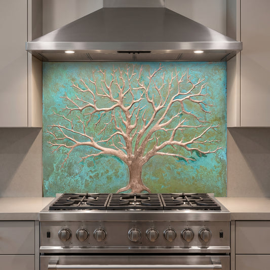 Winter Tree Copper Backsplash — Green Copper
