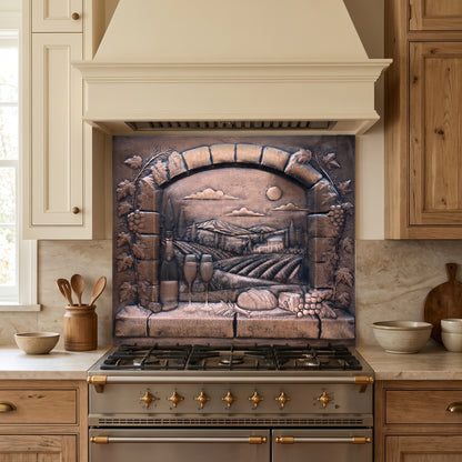 Tuscan Vineyard View Copper Kitchen Backsplash