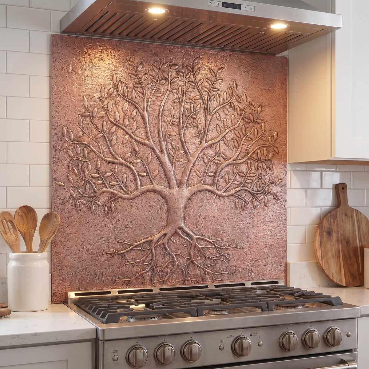 Tree with Roots Copper Backsplash — Natural Copper