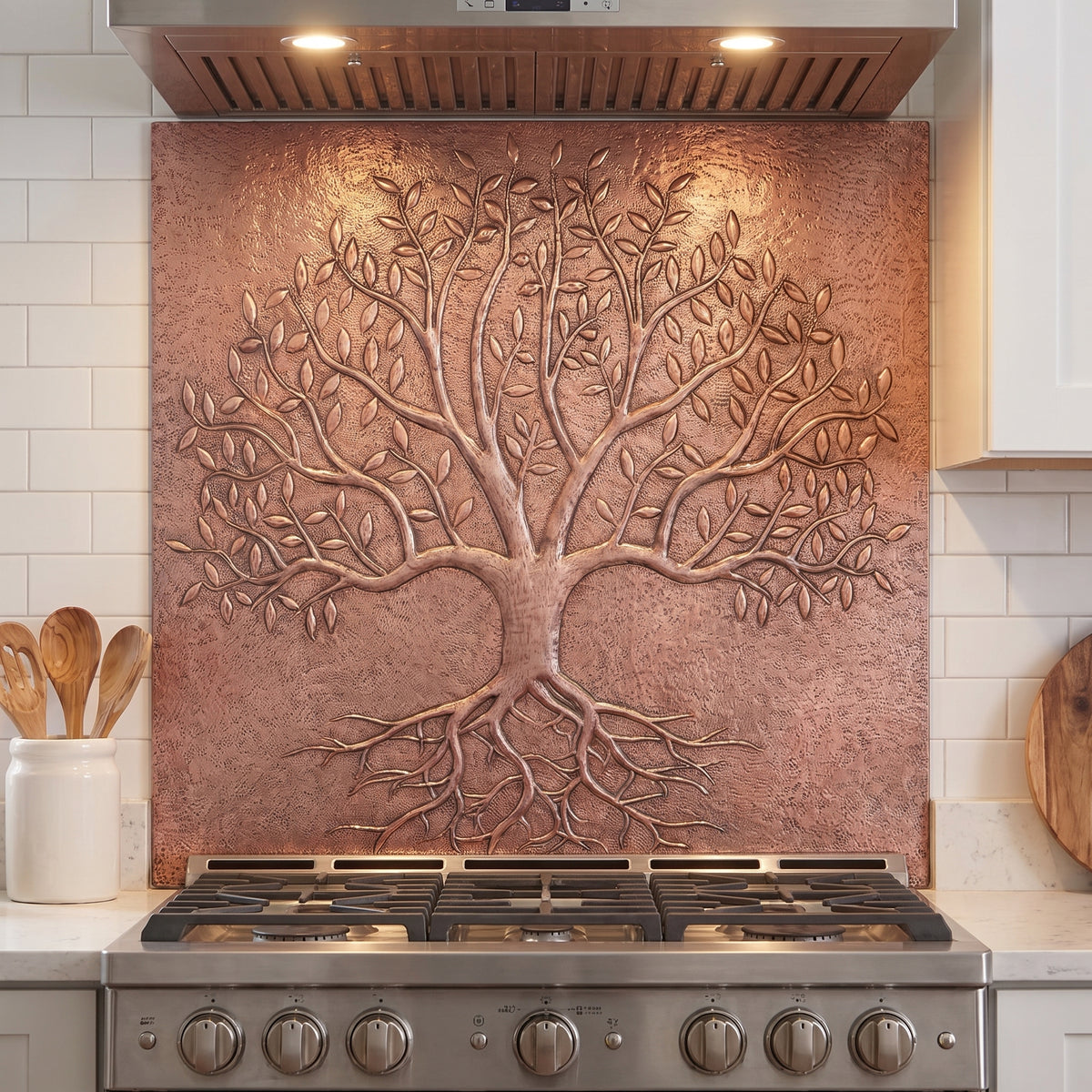 Tree with Roots Copper Backsplash — Natural Copper