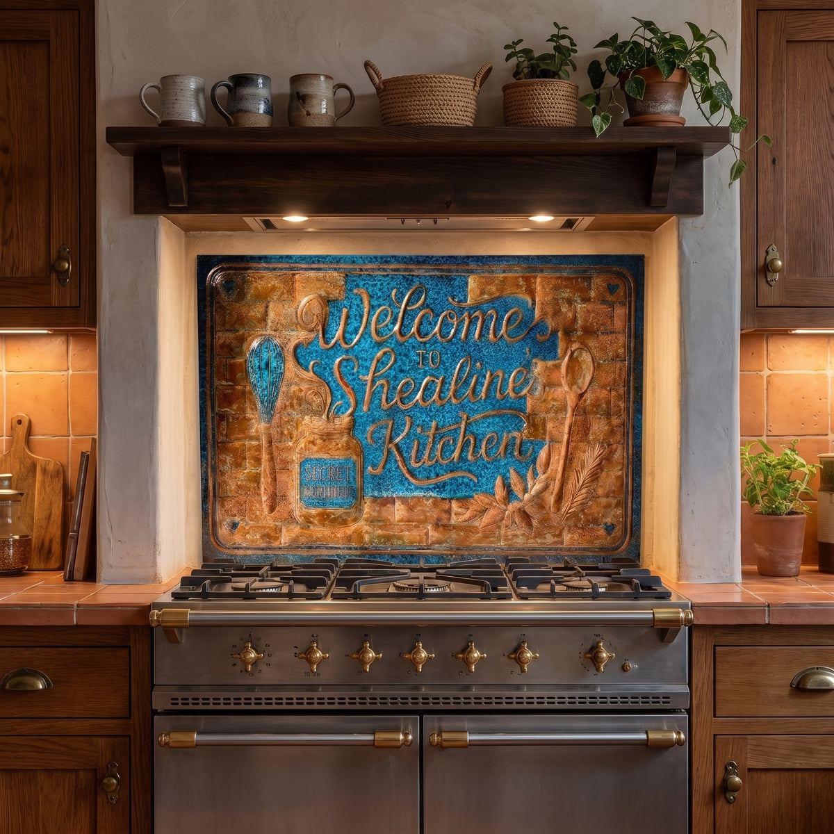 Personalized Kitchen Sign Copper Backsplash