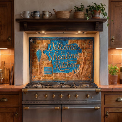 Personalized Kitchen Sign Copper Backsplash