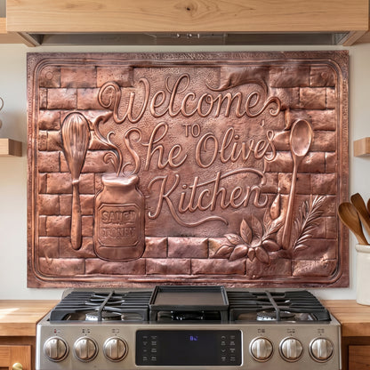 Personalized Kitchen Sign Copper Backsplash