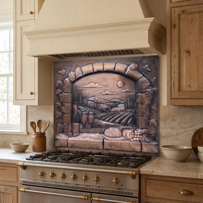 Tuscan Vineyard View Copper Kitchen Backsplash