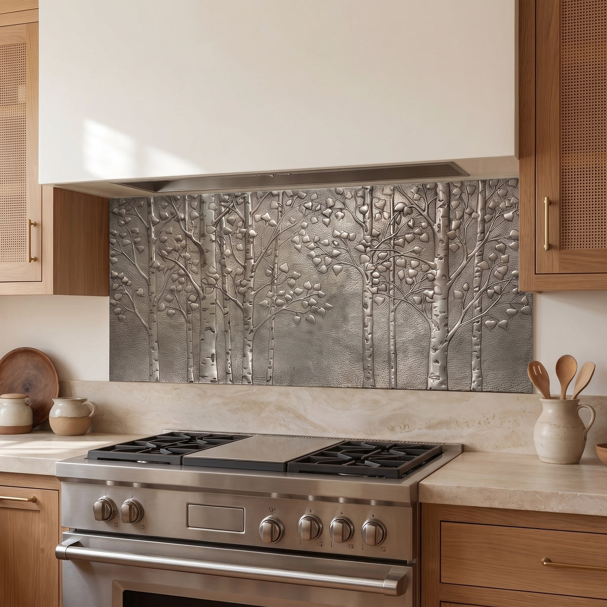 Quaking Aspen Grove Copper Kitchen Backsplash