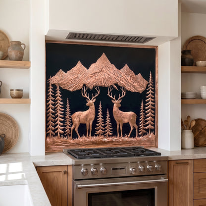 Two Bucks in the Mountains Copper Kitchen Backsplash