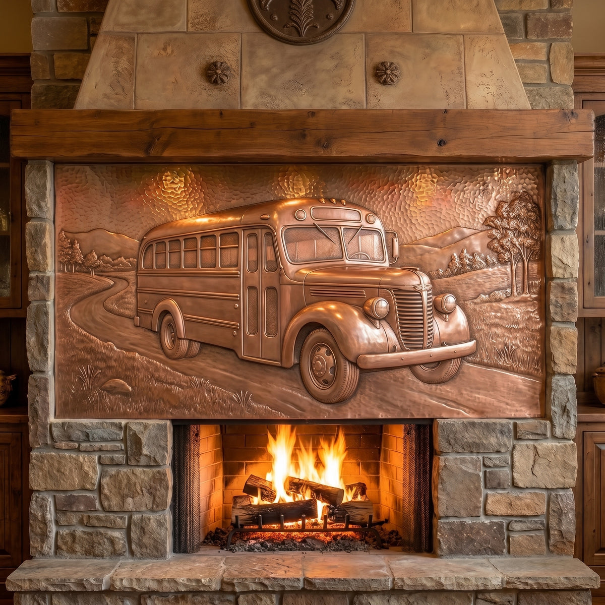 Vintage Bus Copper Panel