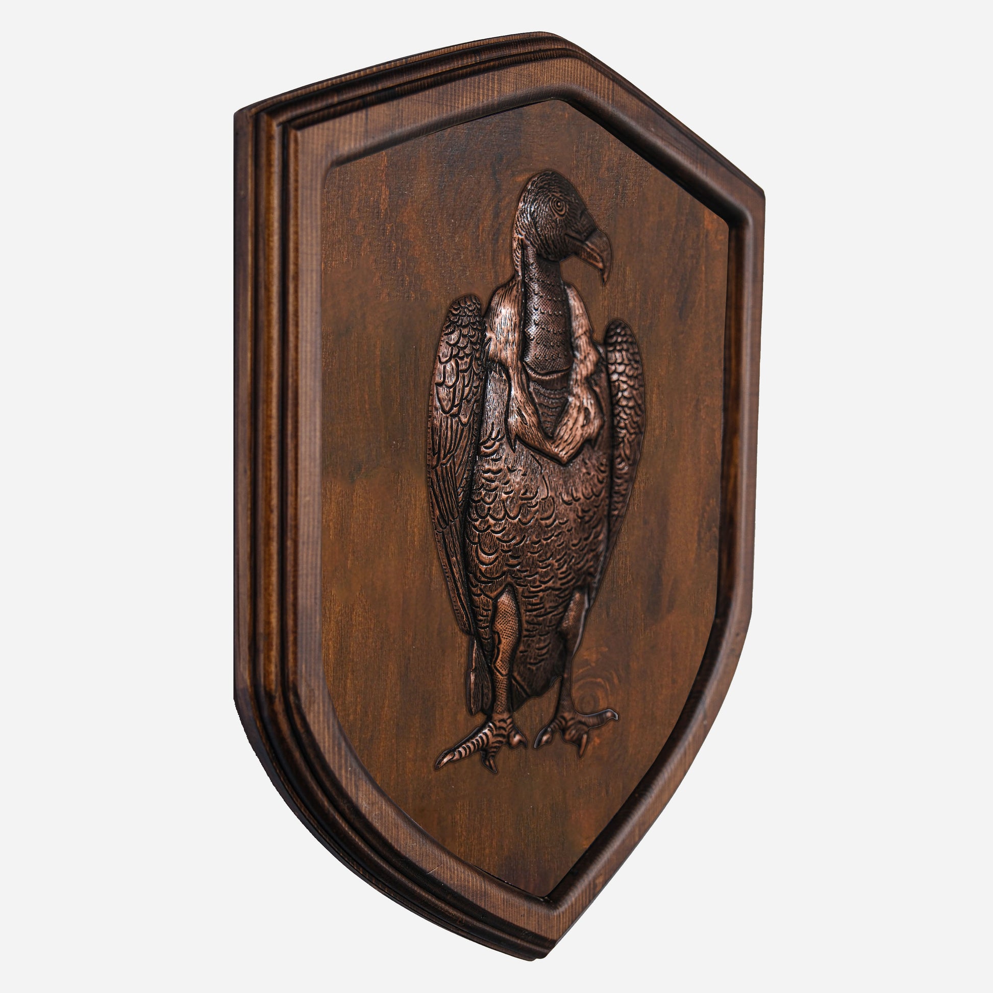 Copper Vulture on Wood Plaque