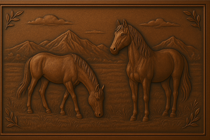 Wild Horses in the Mountains – Handcrafted Copper Wall Art Panel