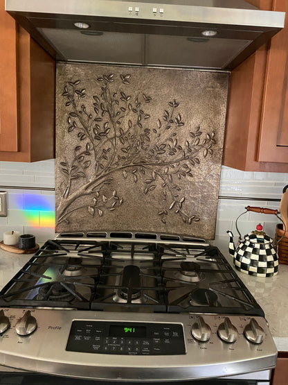 Silver Tree Branches Copper Backsplash