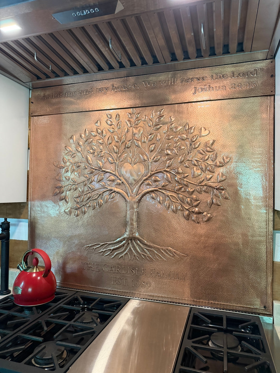 Personalized Family Tree Copper Stove Backsplash