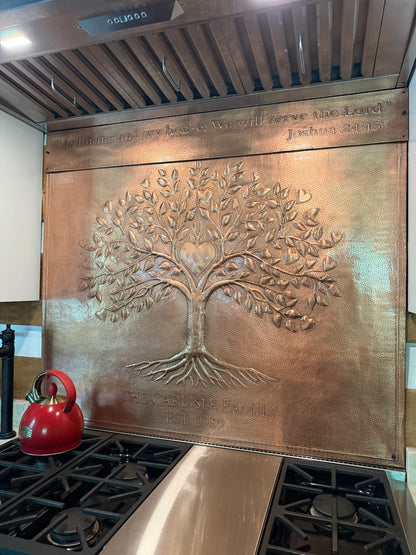 Personalized Family Tree Copper Stove Backsplash
