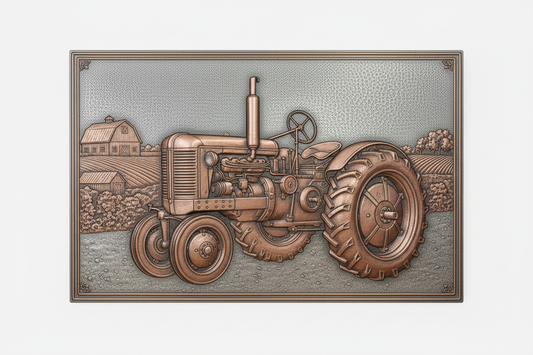 Antique Tractor Copper Relief Panel