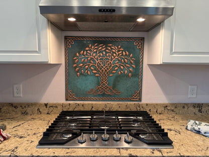 Tree of Life Copper Backsplash — Green Copper