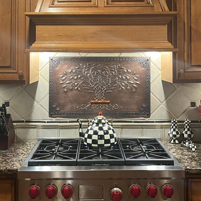 Kitchen Backsplash (Tree of Life and Celtic Border, Brown Patina)